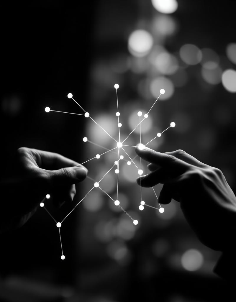 Manos conectando puntos y patrones estratégicos